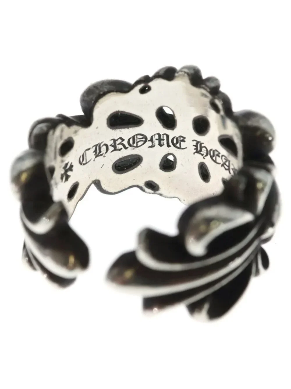 Chrome Hearts Dbl Flrl Crs Double Floral Cross Ring Silver